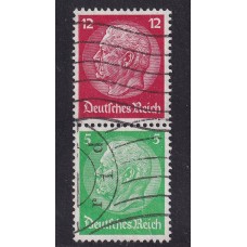 ALEMANIA 1933 ESTAMPILLAS SE-TENANT ZUSAMMENDRUCKE USADAS QUE SON MUCHO MAS RARAS MI S108 FILIGRANA HEXAGONOS 35 €